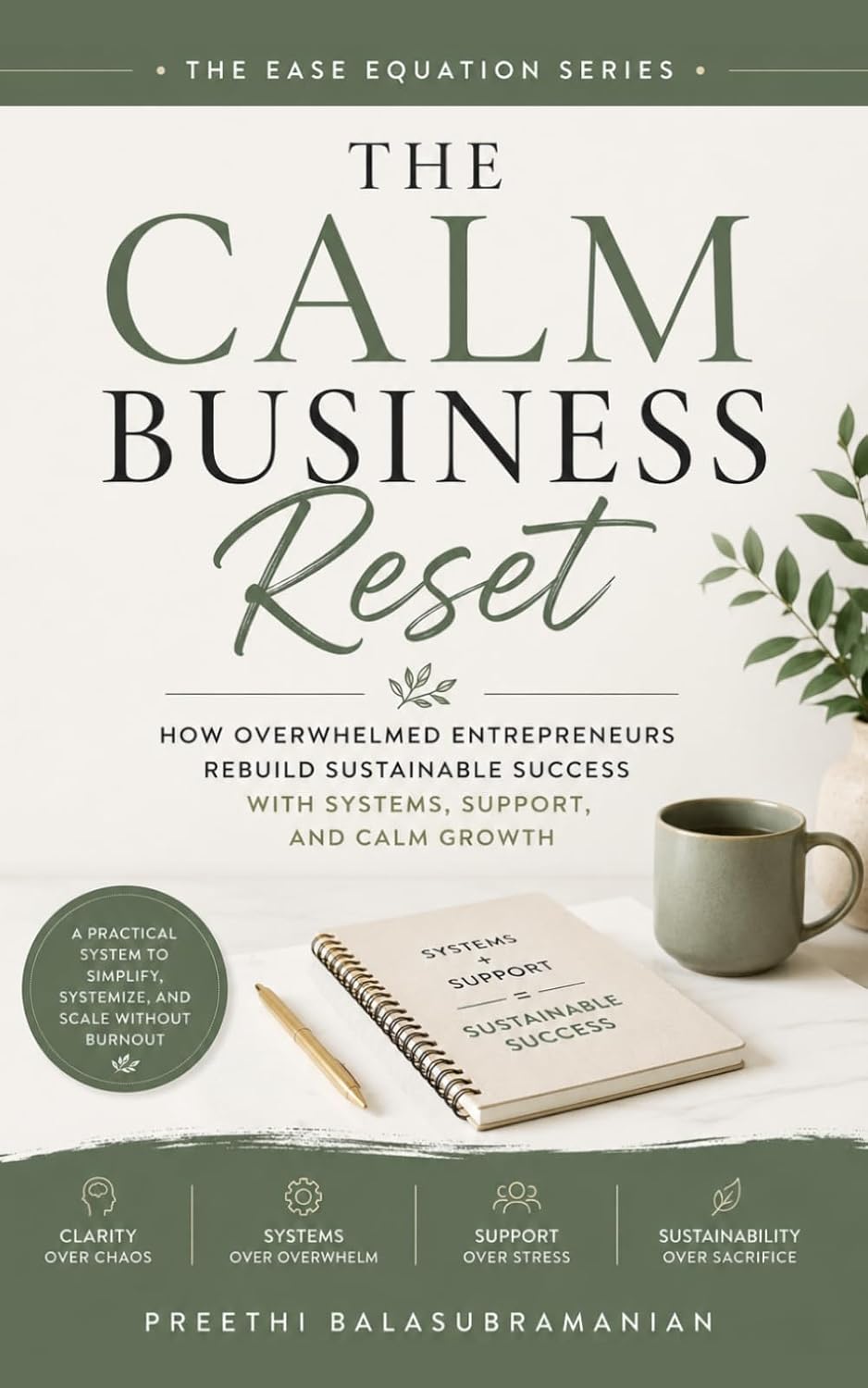 The Calm Business Reset: How Overwhelmed Entrepreneurs Rebuild Sustainable Success with Systems, Support, and Calm Growth — book cover